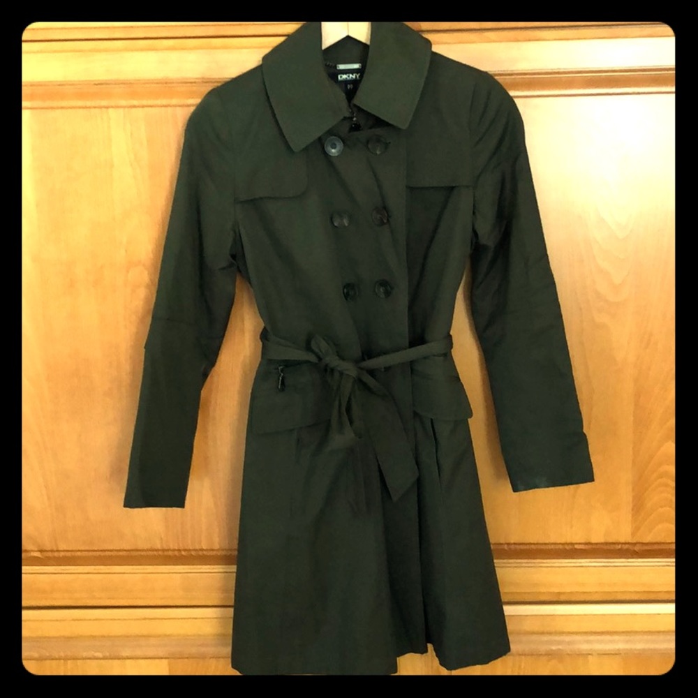 DKNY trench coat, dark green/olive